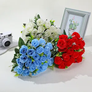 Artificial rose bouquets set, colorful silk flowers for wedding, home decor and romantic gifts.