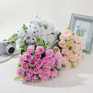 Artificial rose flower bouquets for Valentine wedding home decor gifts multicolored 1pcs