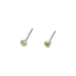 S999 Sterlingsilber Gelber Stein Faden Kugel Ohrstecker Minimalistischer Schmuck
