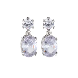 Zilveren dubbellaagse zirkonia oorhangers elegante mode vrouwen sieraden cadeautje chic