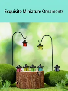 Mini ornamenti paesaggistici con luce Notturna in resina, simpatici accessori da giardino.