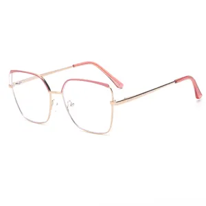 Montatura per occhiali da donna in metallo bicolore oro e rosa anti luce blu trendy
