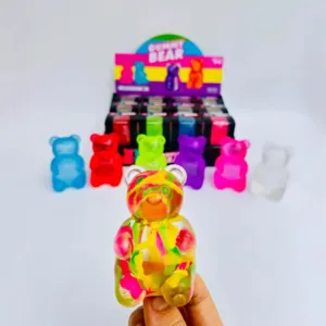 Multi-colored translucent gummy bear squishy toy for stress relief with maltose