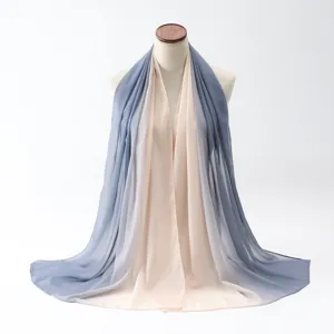 Elegant gradient chiffon hijab scarf for women, lightweight fabric with stylish drape detail.