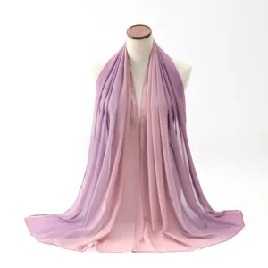 Elegant purple gradient chiffon scarf detail showing soft drape and lightweight fabric.