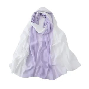 Elegant lavender and white gradient chiffon scarf shawl for women with soft texture