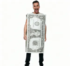 Costume de dollar d'Halloween Drôle de banknote Cosplay Party Hommes Vêtement nouveauté