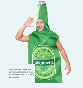 Drôle de costume de bouteille de bière en mousse pour adulte fête d'Halloween et Oktoberfest.