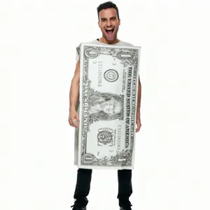 Costume de Billet de Dollar d'Halloween Débardeur Sans Manches Unisexe Fête Performance Vêtement Polyester Nouveauté