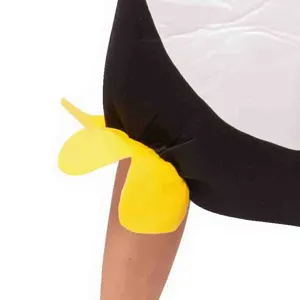 Penguin costume main view, cute animal dress up outfit with black white and yellow flippers.