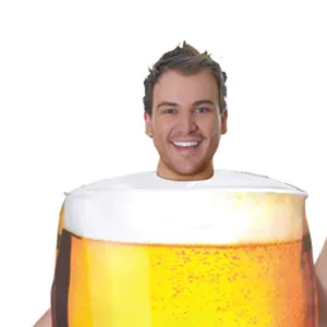 Lustiges Bierbecher Kostüm für erwachsene Männer, ideal für Halloween Partys und Cosplay.