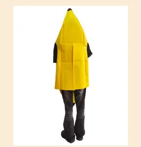 Vue arrière détaillée du costume de banane adulte pour Halloween, tenue de fruit amusante.
