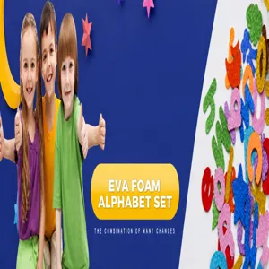 Colorful EVA foam letter stickers for kids DIY craft projects, early education learning tools.
