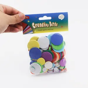 Multicolor round EVA foam stickers with adhesive backing, 2mm thick diy craft material for kids.