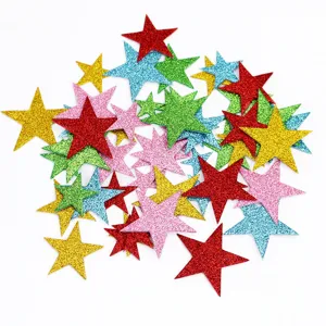 Colorful EVA glitter star stickers for kids DIY crafts, journaling and party decoration.