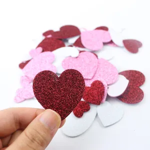 Valentine's Day heart EVA foam stickers, colorful kids DIY glitter heart patches for crafts.