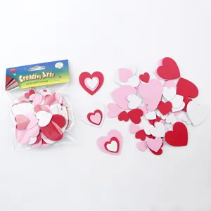 EVA foam heart stickers for DIY crafts, assorted red pink white hearts, kids decor