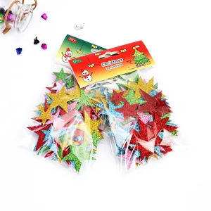 Colorful EVA glitter star stickers for kids DIY crafts and Christmas holiday party decor.