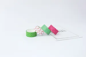 Decorative polka dot washi tape set for DIY journaling, masking craft paper tape for gifts.