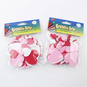 DIY EVA Schaumstoff Herz Aufkleber Set fuer Kindergarten Frueherziehung und Valentinstag Dekoration.