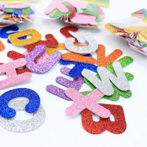 Colorful glitter EVA foam letter stickers for DIY crafts, children education and handmade art.