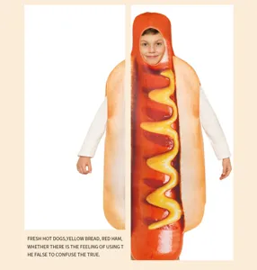 Costume de hot-dog amusant pour soirées cosplay et spectacles, tenue confortable.