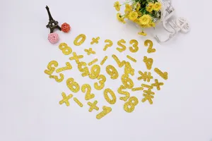 Gold glitter EVA foam numbers and math symbols stickers for kids DIY crafts party decor 0-9