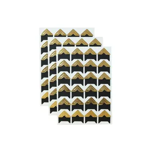 Gold photo corner stickers, black backing self-adhesive DIY scrapbooking paper craft supplies.