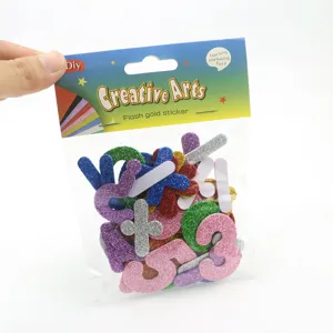 Glitzer EVA Schaumstoff Aufkleber DIY Basteln Buchstaben Zahlen Klebe Kunstbedarf