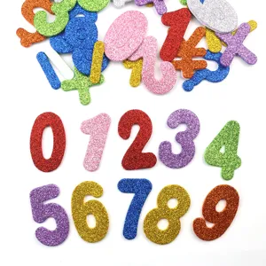 Bunte Glitzer EVA Schaumstoff Nummer Aufkleber selbstklebend Basteln Kinder lernen Deko.