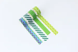 Decorative washi tape set with colorful geometric patterns for journal DIY craft projects.