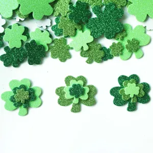 Adesivi in Schiuma a Trifoglio di San Patrizio Verde Glitter Decorazioni per Feste Bambini Articoli per Fai da Te