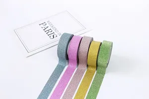 Glitter Washi Tape Set DIY Craft Scrapbook Decorative Adhesive Tape 5 Rolls Pack.