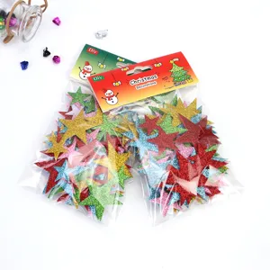 EVA glitter star stickers for DIY crafts, colorful foam stars for handmade decorations and parties.