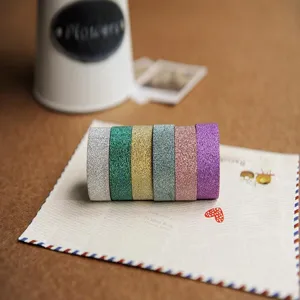 Glitter washi tape set decorative masking tapes for DIY journaling scrapbooking and planner crafts.