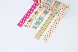 Detailed view of colorful decorative washi tape rolls featuring various cute patterns for DIY.