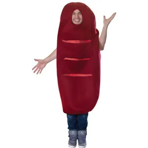 Déguisement de saucisse rouge corps entier costume rigolo pour fête Halloween et carnaval