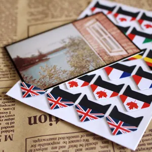 DIY photo corner stickers with national flags vintage style album decoration craft supply
