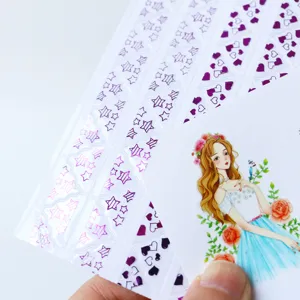 Autocollants de Coin d'Album Photo Transparent en PVC Doré Motif Cœur Étoile Pois Autocollants de Décoration de Scrapbook DIY