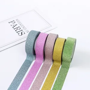 Glitter washi tape set decorative masking tape for DIY journaling and photo album.