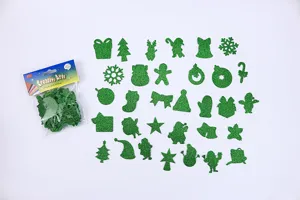 Christmas EVA foam stickers glitter green holiday snowflake tree crafts DIY decoration