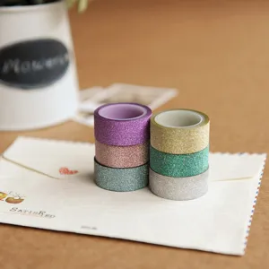 Glitter washi tape decorative masking tapes for DIY journaling, scrapbooking, and crafts.