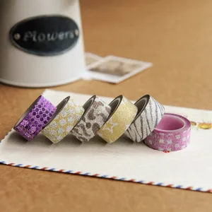 Set of glitter washi tape rolls for scrapbooking, journaling, and DIY craft decoration.