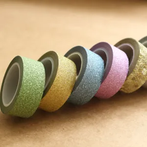 Glitter washi tape set decorative adhesive masking tapes for DIY scrapbooking craft journaling