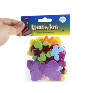 Autocollants en mousse EVA colorée avec paillettes pour bricolage, papillon et fleurs de printemps.