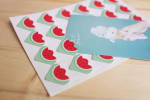 Heart-shaped watermelon photo corner stickers paper DIY scrapbooking stickers 24pcs pack