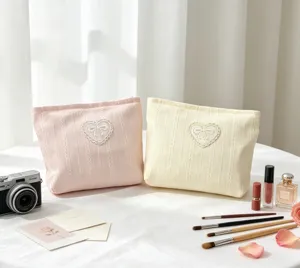 Ins style cute lace bow cosmetic bag, large capacity portable storage pouch for travel and makeup.