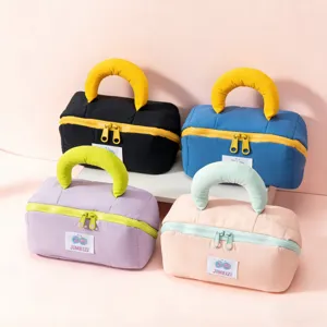 Neceser Gran Capacidad Bloque de Color Nailon Impermeable Bolsa de Viaje Almohada Suave Organizador de Maquillaje Bolsa de Almacenamiento Mujeres