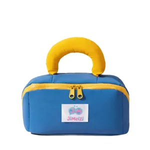 Bolso cosmetico de almohada azul amarillo viaje neceser portatil bolsa de almacenamiento