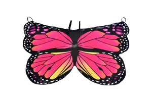 Vista detallada de las hermosas alas de mariposa para niños con estampado rosa y amarillo.
